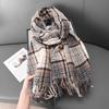 Cashmere Plaid Thickened Female Atmosphere Warm Autumn And Winter White Soft Fringed Shawl Scarf