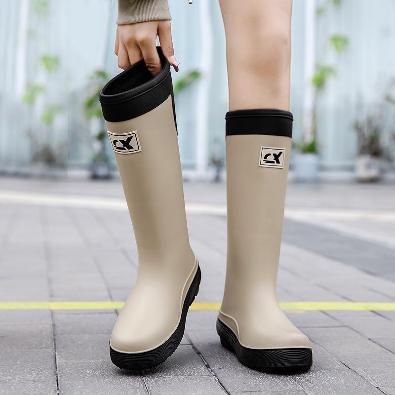 High tube rain shoes women's adult fashion rain boots waterproof, non-slip and wear-resistant rubber shoes long tube water shoes