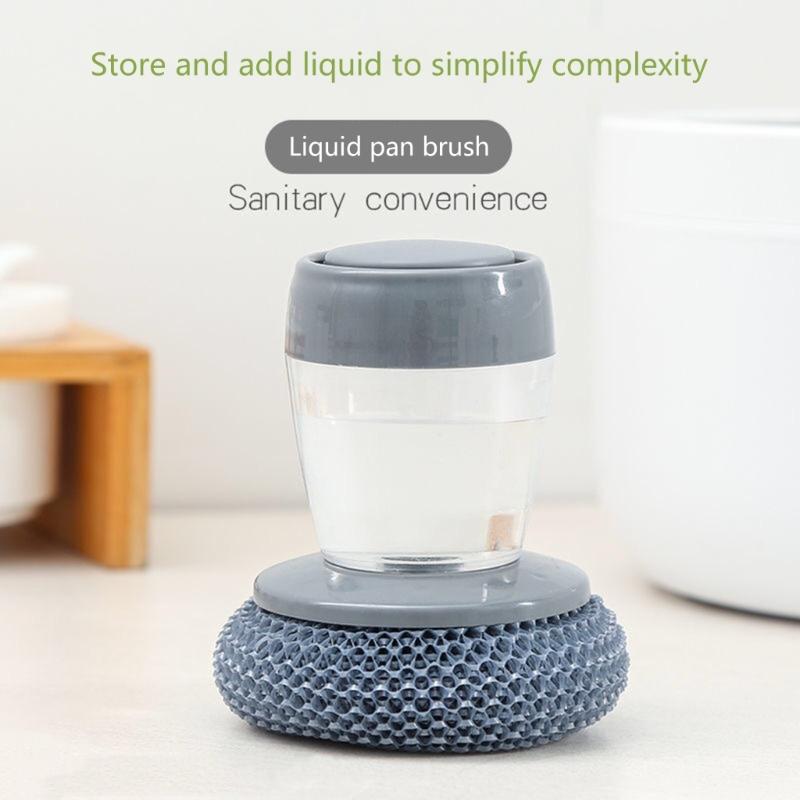 Durability Pots Cleaning Brush with Soap Detergent Dispenser,Gentle on NonStick Cookware, for Home Restaurant Use