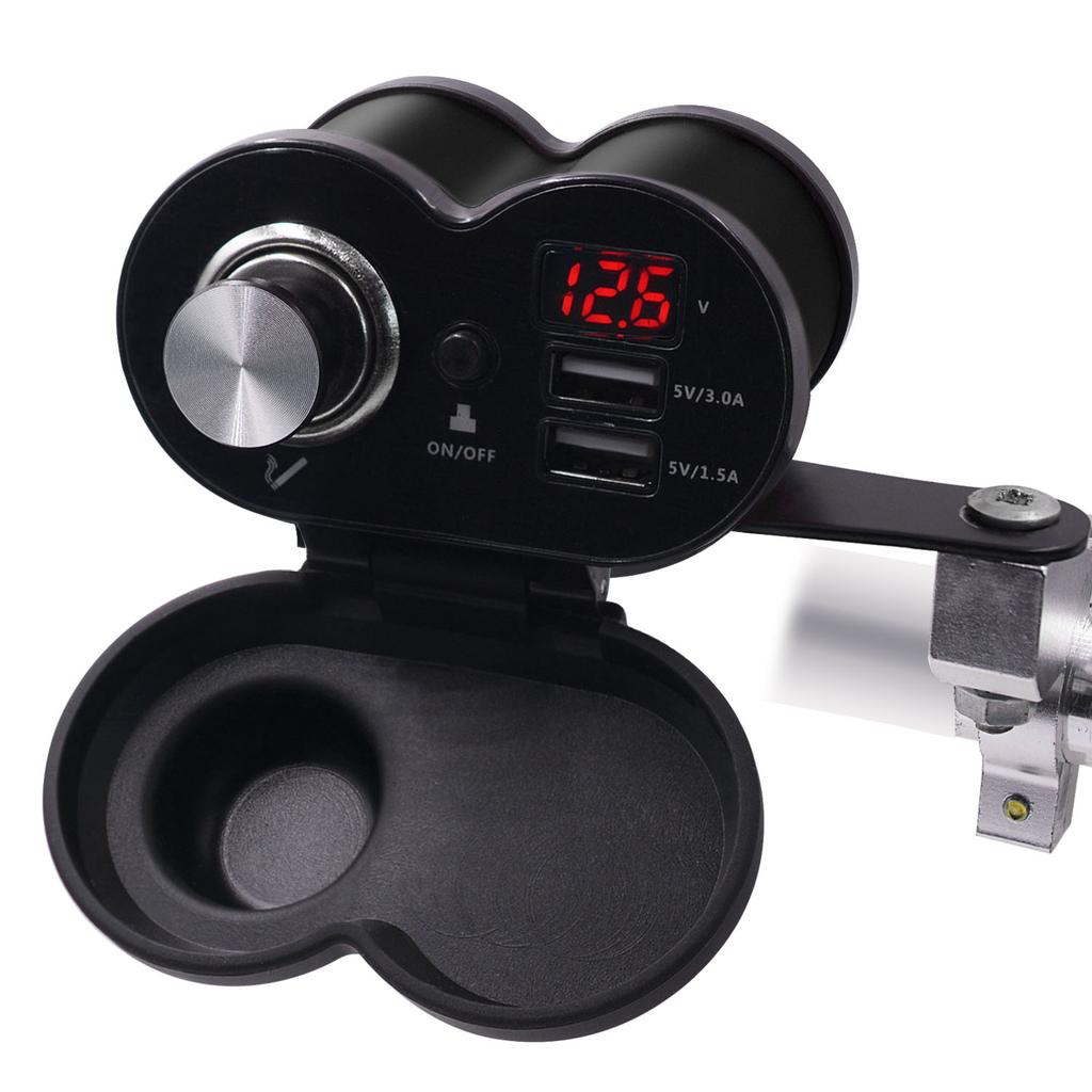 Brichetă cu încărcare rapidă de mare viteză de 3,0 A Priză pentru încărcător USB dublu Suport pe ghidon pentru motociclete pentru telefoane mobile/tablete