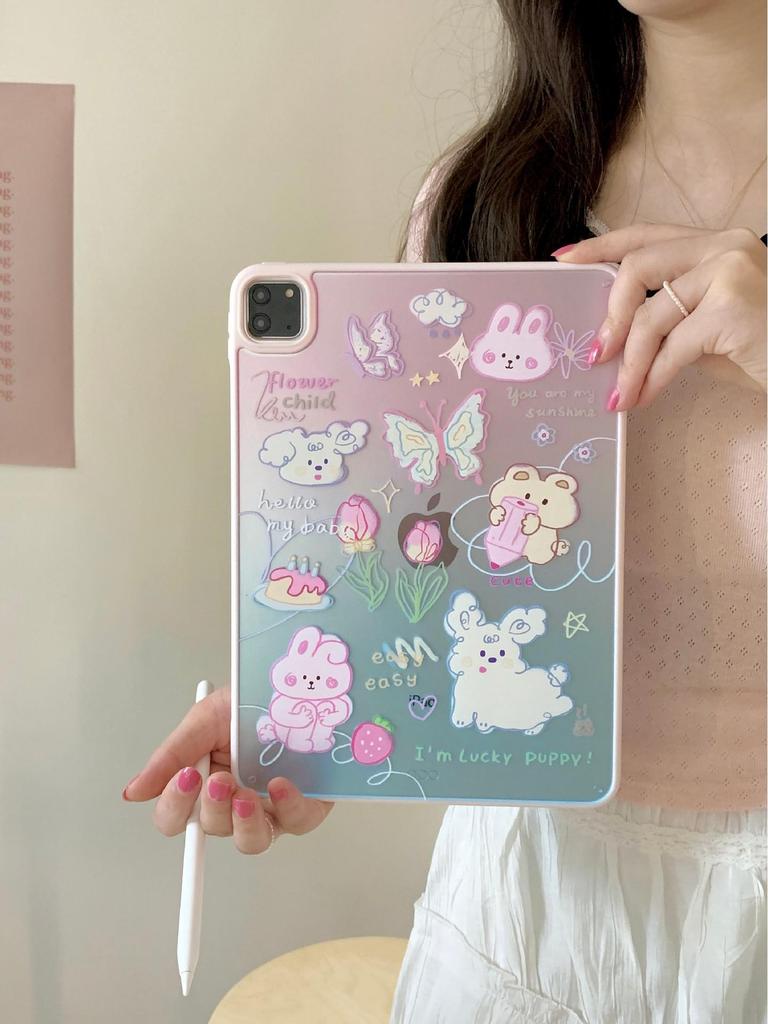 Acrylic Butterfly Tulip Rabbit Case for iPad Pro (2021-2025)