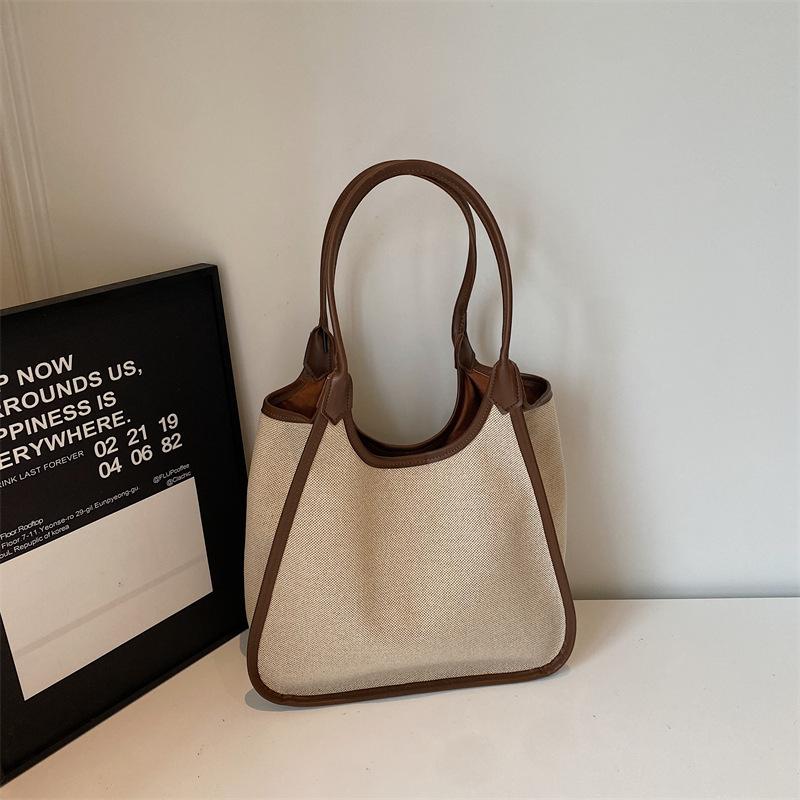 

Large-capacity Tote Bag High-appearance Commuting Bag Fashionable Simple and Retro Single-shoulder Bag кавовий