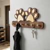 Wall Hook with Dog Paw Shape Key Holder Wood with Anti-Rust Metal Hooks Organizer for Keys Pet Leashes Scarves Small Items