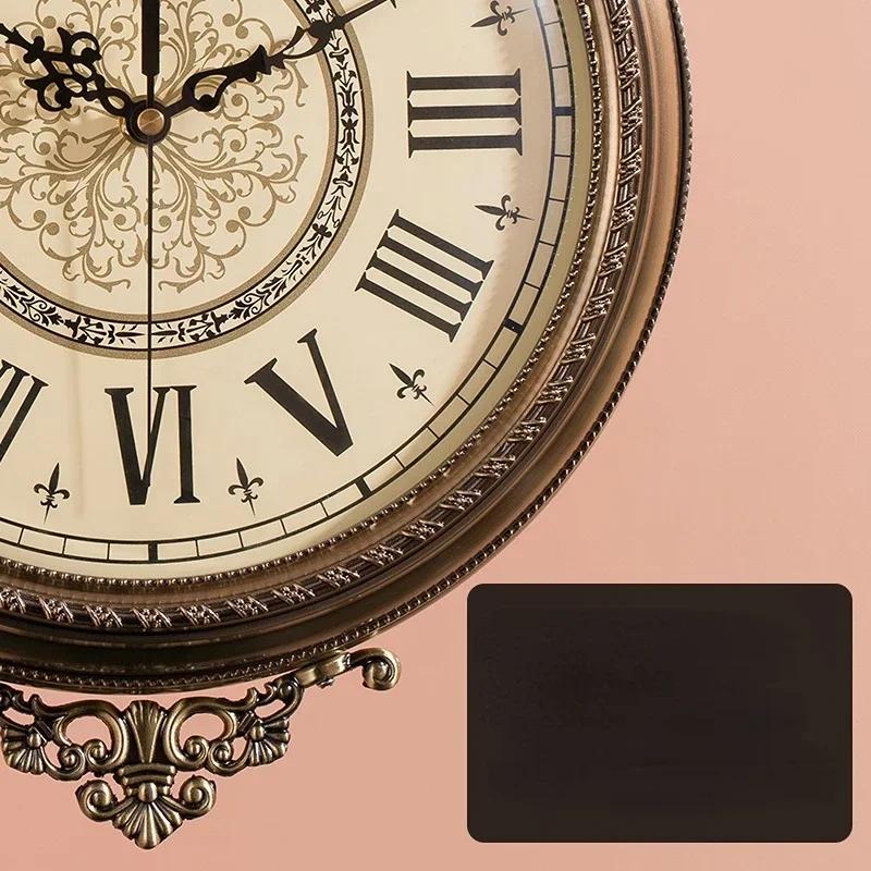 European Luxury Double Sided Wall Clock Unique Living Room Chinese Watch Large Vintgae Quiet Roman Kitchen Clock Wall GiftD7O5F7