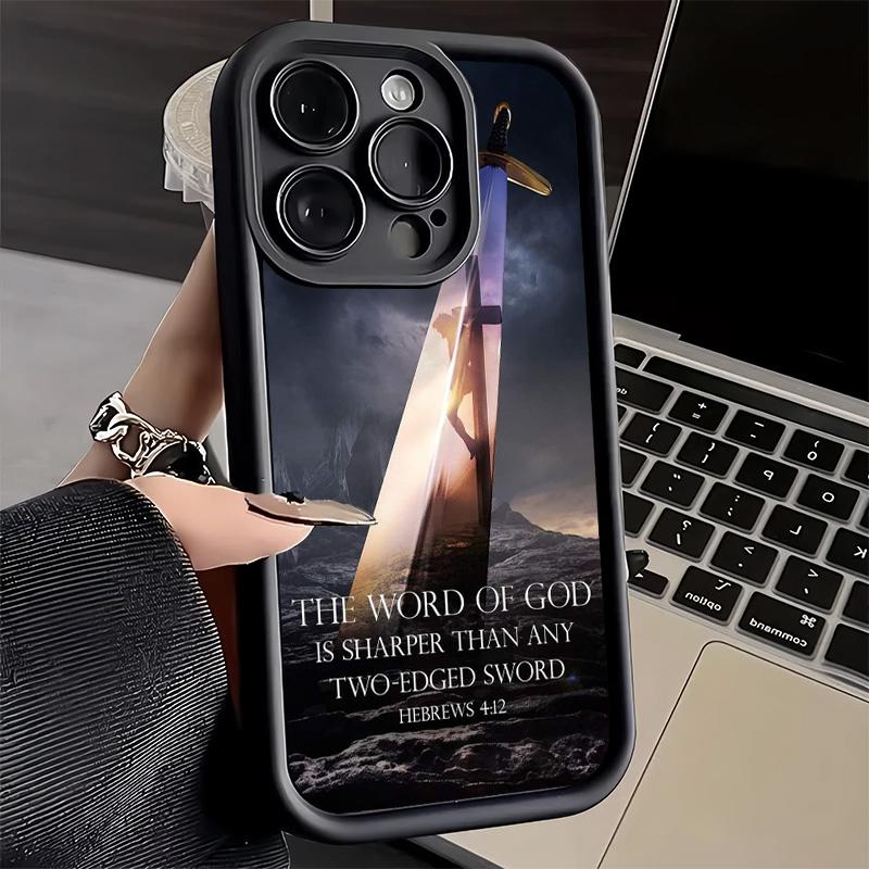 Phone Case for iPhone 17 Air 16E 15 16 Pro Max God Jesus Pray Cross Bible Cover 14 Plus 13 12 Mini Soft Shell Silicone Fundas