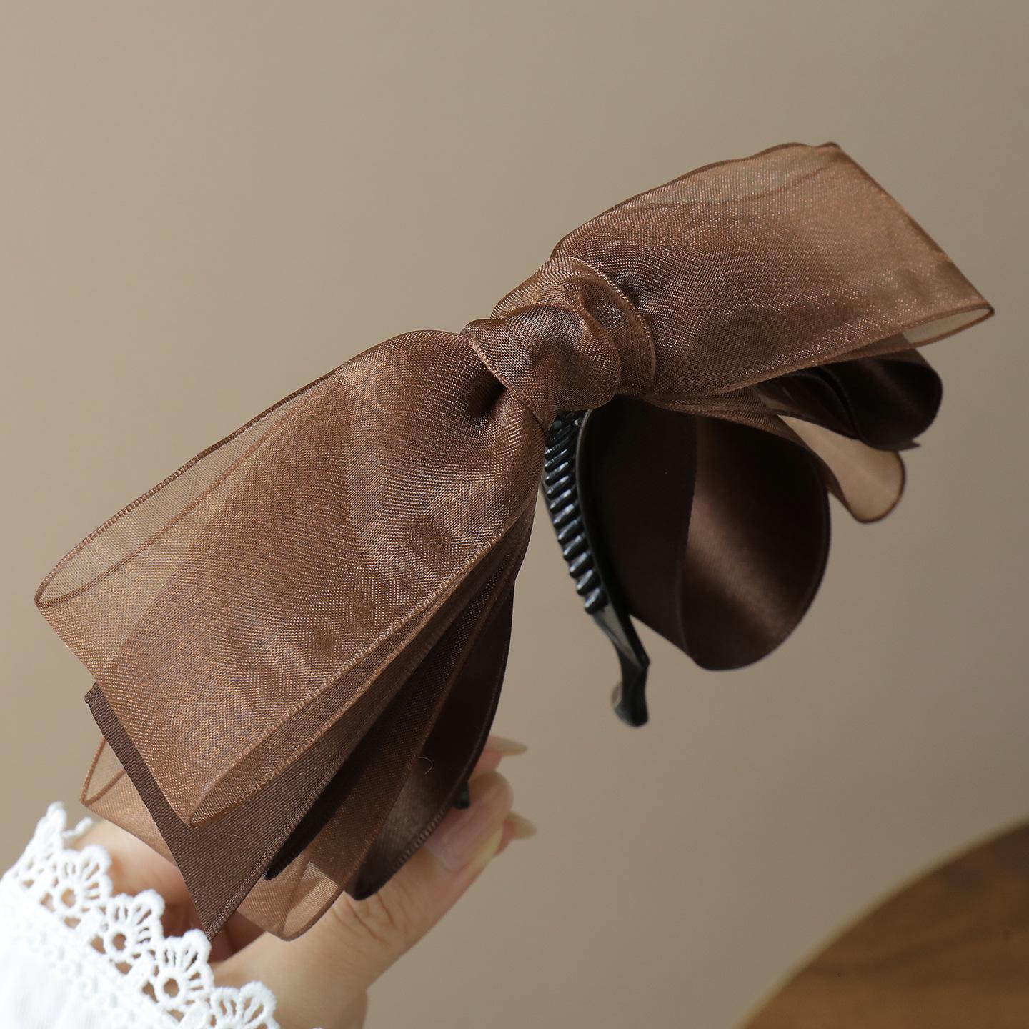 

Elegant Mesh Large Bow Banana Hair Clip for Women - Vertical High Ponytail & Twist Hair Accessory