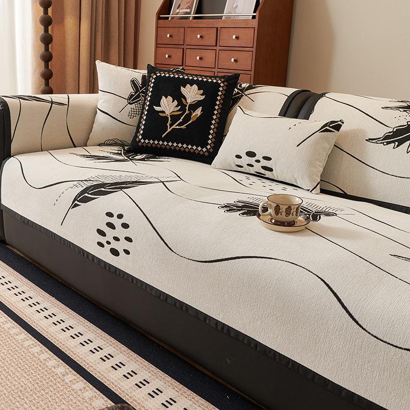 

Современная подушка для сиденья дивана из шенилла в стиле легкой роскоши универсальна для всех сезонов, высококачественный нескользящий кожаный чехол для дивана, подушка для сиденья с защитой от царапин кошек 90*180cm