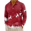 Men's Casual Christmas Print Button Long Sleeve Shirt