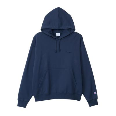 Long Round Script Relaxed Drop Crew Neck Navy Sweatshirt, Sleeve, Neck, Logo, Fit, Shoulder, Sweatshirt, C8-A123Z, Men's,
