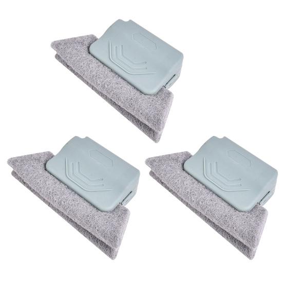 

3Pcs Crevice Brush with Soft Cleaning Cloth Ergonomic Non-Slip Handle Reusable Washable Design Window Grooves Narrow Gaps Dust Dirt Remover синий