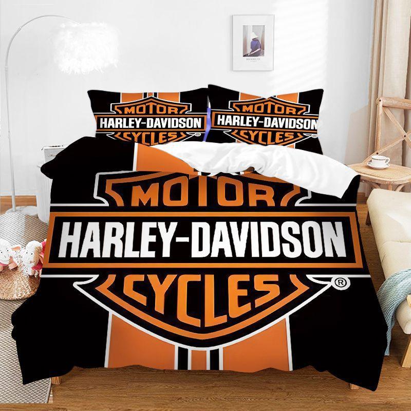 Alphanumeric Logo Digital Printing Quilt Cover Pillowcase Bed Three-Piece Set