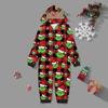 Christmas Print Family Matching Hooded Long Sleeved Zippered Jumpsuit Set