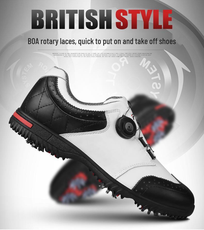 PGM Men's Waterproof Golf Shoes with Rotary Laces and Breathable Design