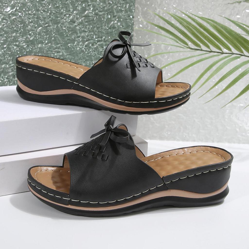 Fish Mouth Open Toe Flip-flops Women's Non-slip Wedge Comfortable Plus Size Slippers