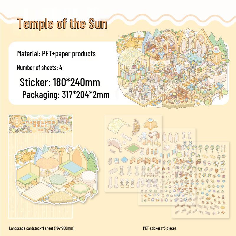Paper Trail 3D Zoo Fantasy Landscape Stickers for Kids Journal