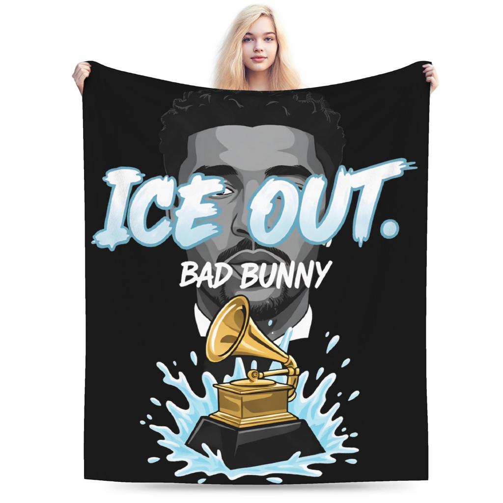Ice Out Bads Bunnys Throw Blanket for Couch Fuzzy Soft Plush Blanket 50x60 Inch Multi-size Bedspread for All Seasons