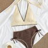 2026 New Halter Neck Bikini, Special Fabric Lace Trim Women Split Sexy Beach Swimwear