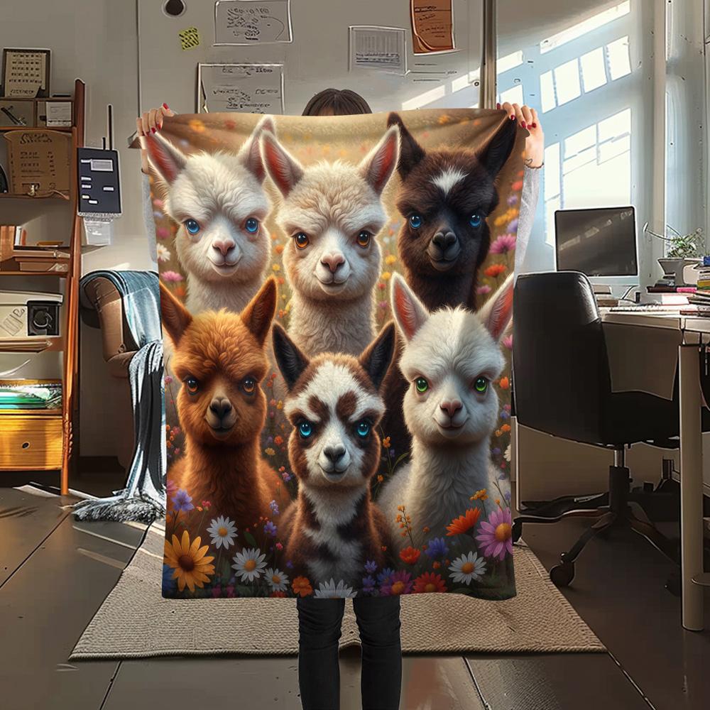 1PC Animals Print Flannel Blanket, High quality Comfortable for All Seasons, Home Decor, Warmth and Comfort
