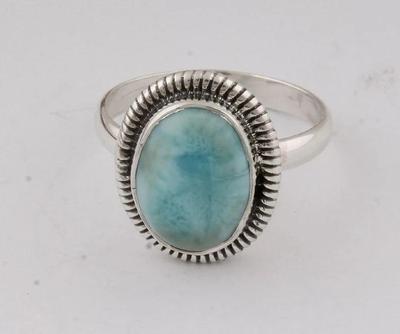 Larimar Gemstone Ring 925 Sterling Silver Ring Solid Stone Statement Oval Shape Ring Gift for Women's Sky Blue Stone Jewelry 5.5 Gms Approx