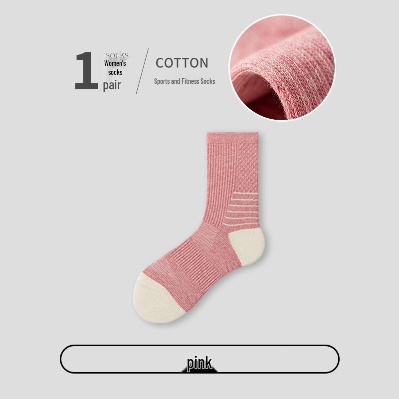 Women's Non-Slip Sweat-Absorbent Terry Running Socks - Mid-Calf for Spring & Autumn