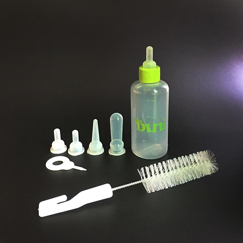 2026 New 60ML Mini Pet Nursing Bottle Set with 5 Silicone Nipples for Kittens Puppies Rats Small Animal Feeding KTY