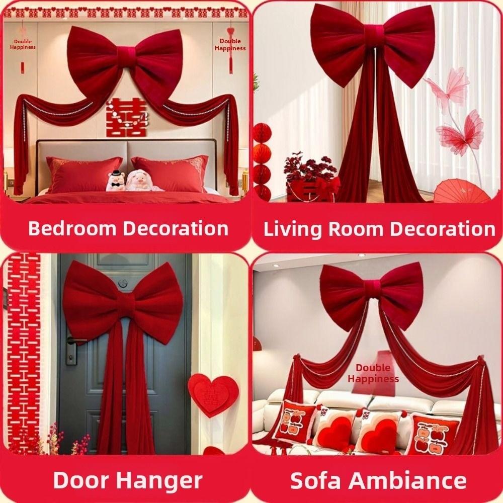 Oversized Christmas Giant Bow Handcrafted Ribbon Wall Decor Creative Large Bow Backdrop Room Decor