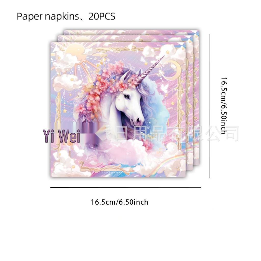 Unicorn Party Disposable Tableware Set: Plates, Cups, Napkins, Tablecloth, Cutlery - Spoons & Forks for Birthday Celebrations