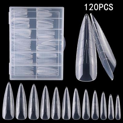 Moldes de extensão de unha de cristal - 120 pontas de nail art na caixa, balança incluída, sem papel, molde de cola 25#