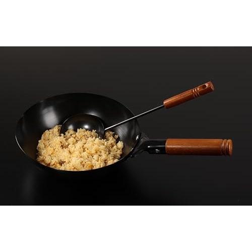 PEARL METAL HC-286 26cm Deep Iron Frying Pan, Induction Compatible, with Ladle, Perfect for Fried Rice and Vegetable Stir-frying, Ideal for Chinese Ho