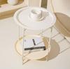 Portable End Table Metal Side Table Round Small Folding Tray Sofa Sidetable for Living Room Outdoor Camping Furniture