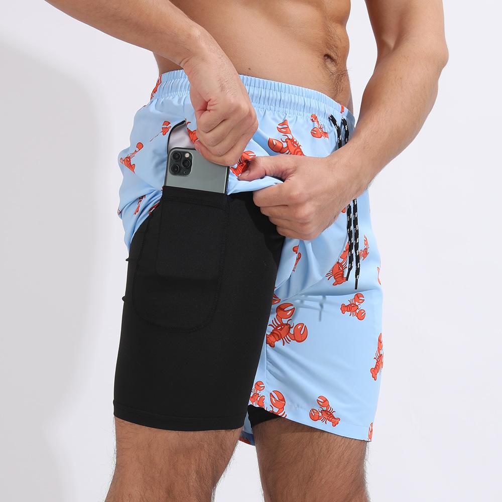 Muscle Men's Summer Sports Cacual Shorts Fitness Running Quick-Dry Beach Shorts Printed Loose Size Summer Shorts with Pockets