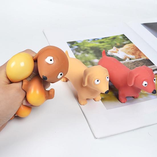Mini Dachshund Squeeze Toy Stress Relief Simulated Dog Fidget Sensory Toy Soft Stretchy Animal Shape Home Office Desk Toy