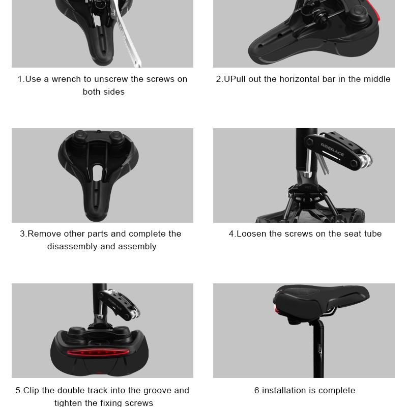 Big Butt Bicycle Saddle With Tail Light Hollow Breathable Comfortable Shock Absorbing MTB Cushion Bike Front Seat Thicken Widen