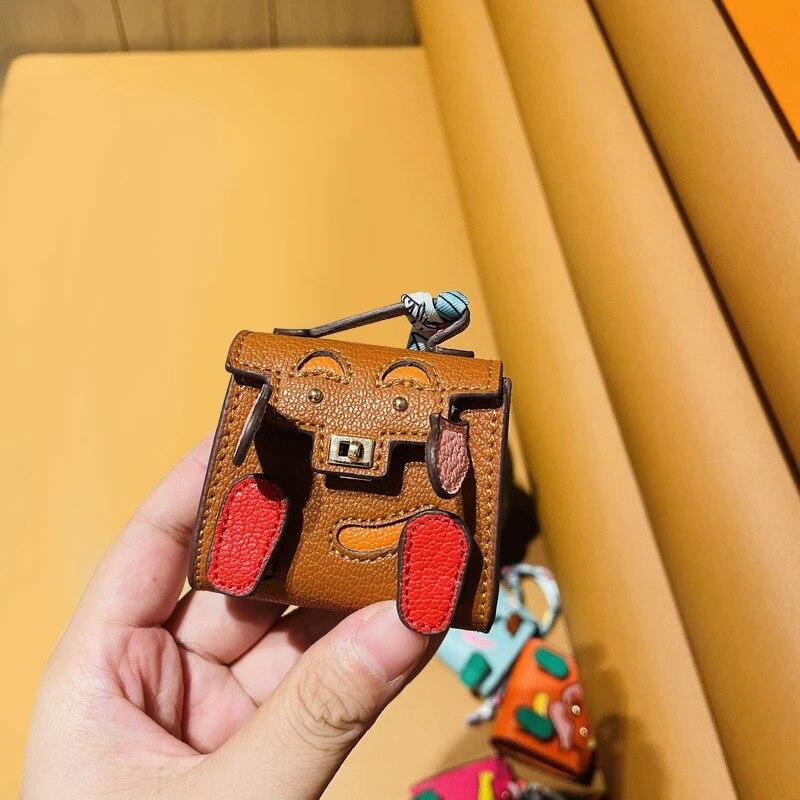 Handmade Mini Tiny PU Geantă de mână din piele PU Decorare pandantiv Geanta Cască pentru căști Trendy Key Charm Poșeta în miniatură