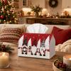1pc Christmas Nordic Scandinavian Folk Tissue Box - Three Gnomes Forest Scene, Durable Napkin Organizer for Car, Kitchen, Dining, Home Decor - Decorat