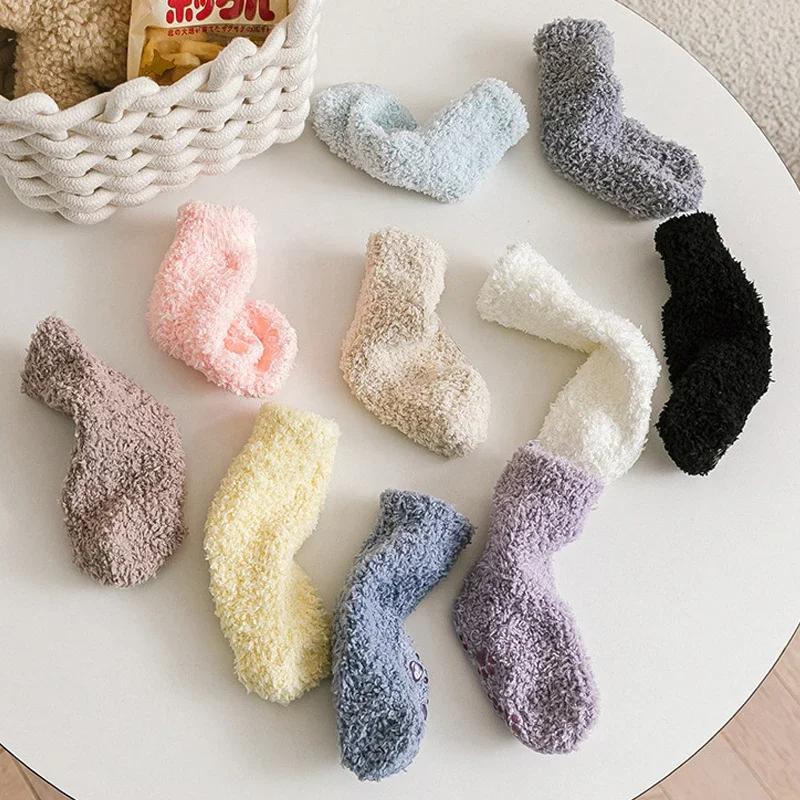 Kids Socks Thick Cold Winter Socks Super Warm Students Children Snow Socks Baby Christmas Gifts Coral Fleece Non-slip 0-5Y Socks
