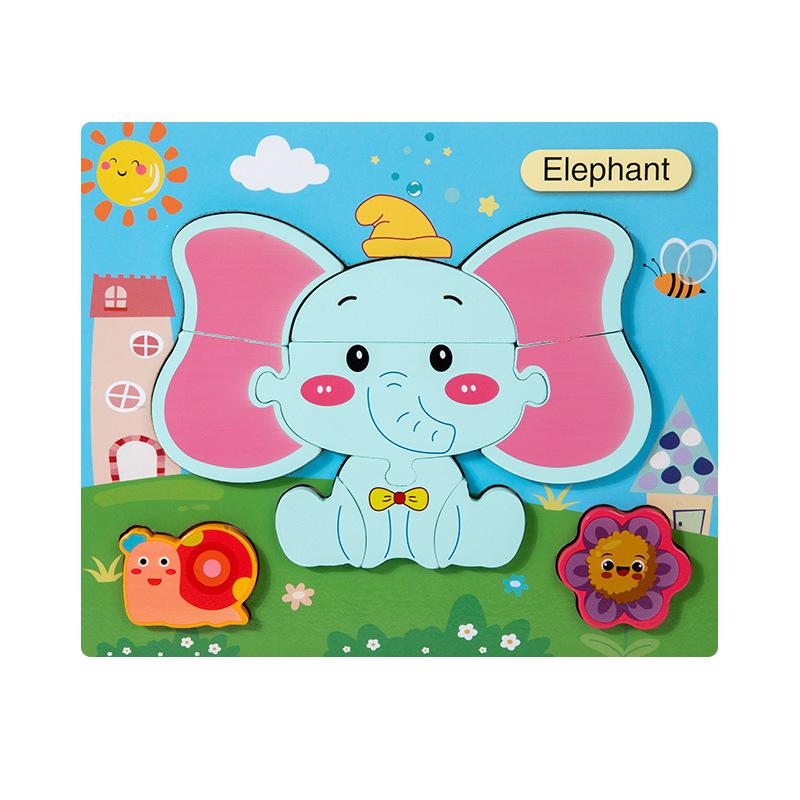 Kognitive 3D dreidimensionale Puzzle-Spielzeuge für Kinder 0-3 Jahre, frühpädagogische Lernpuzzle aus Holz