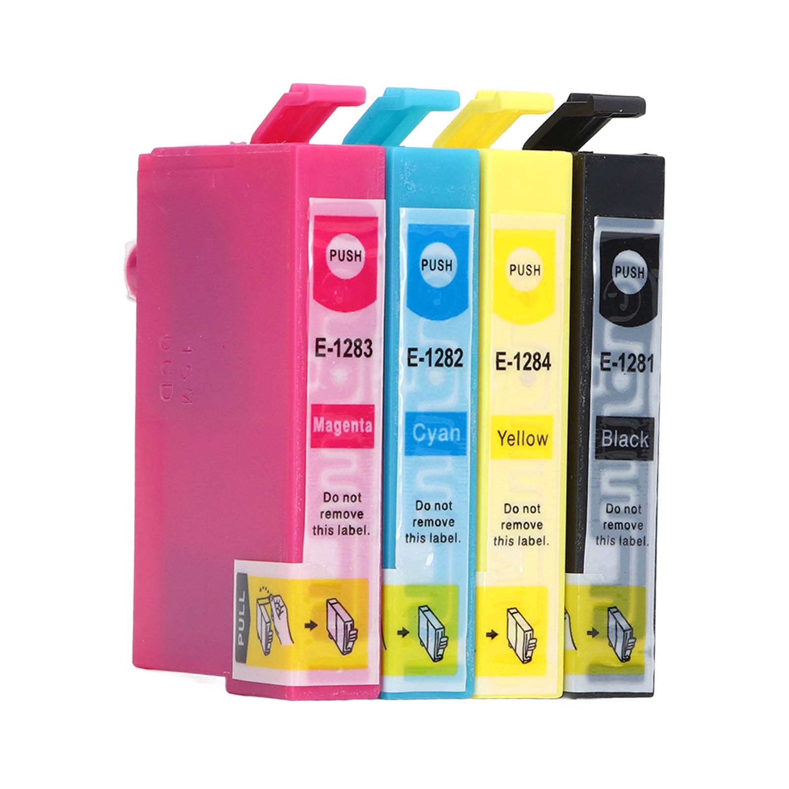

4Pcs Printer Cartridge BK C M Y Clear Fadeless Print Cartridge with Ink for Stylus S22 SX125 SX130