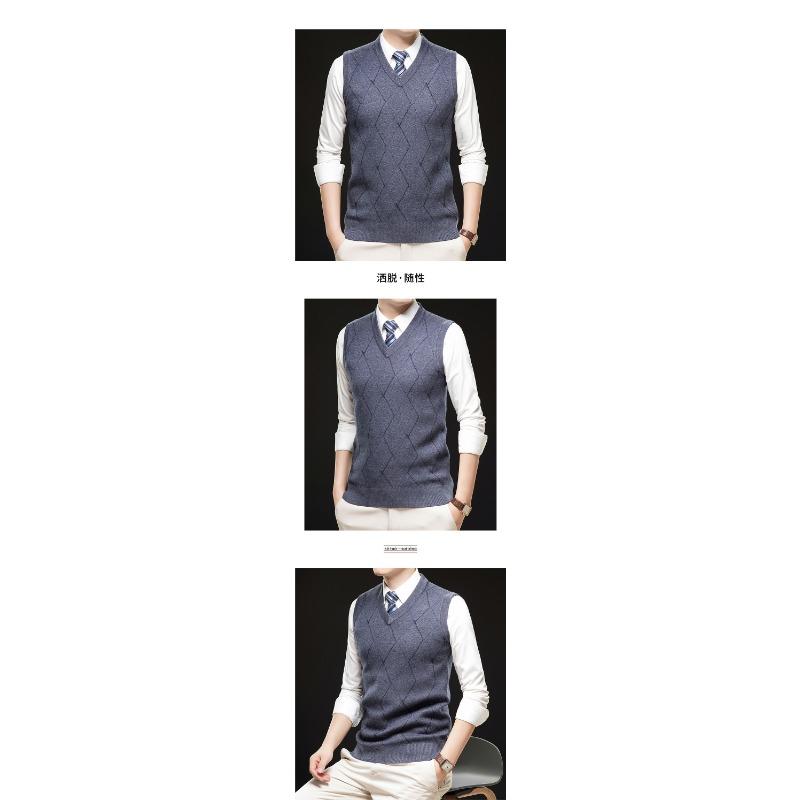 Gilet lavorato a maglia da uomo casual da lavoro a V senza maniche