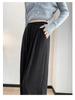 Petite Grey Glutinous Rice Style Straight Leg High Waist Pants (XS) - Women's Slim Fit, Wide Leg for Autumn/Spring