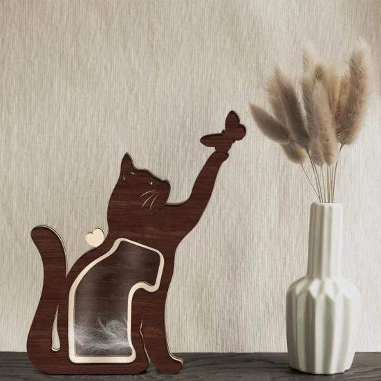 Caja Conmemorativa para Pelo de Mascota Superficie para Grabado DIY Caja de Recuerdos Hecha a Mano Ventanas Antimanchas Compartimento Sellable Caja para Pelo de Mascota