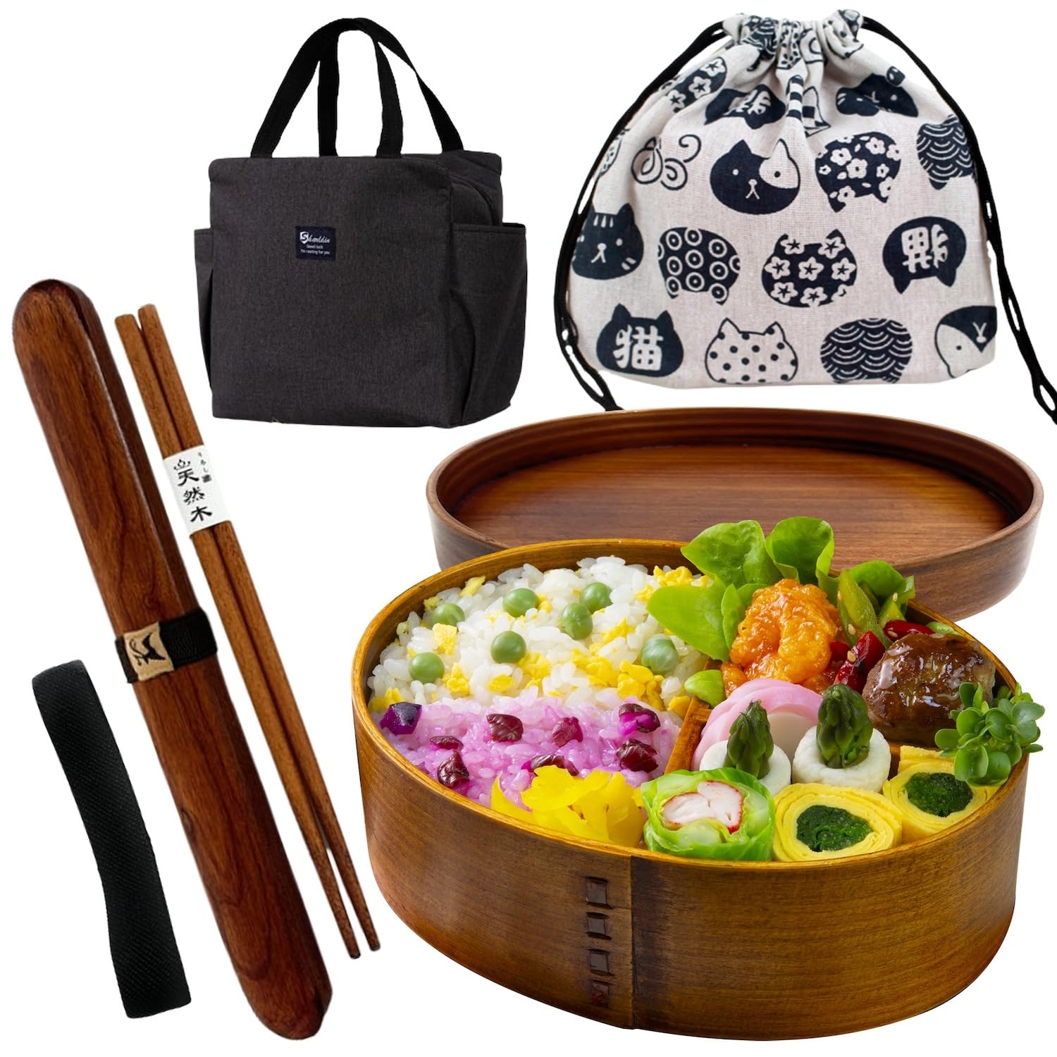 

палочек для еды Magewappa Охлаждающая и теплая сумка Сумка с завязками Руководство по уходу Полный комплект ланч-бокса Антибактериальный Wappa Увлажняющий Magewappa Wappa Magewappa