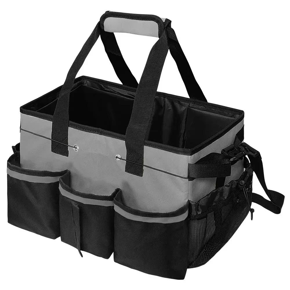 1pc Oxford Cloth Tools Storage Bag Foldable Large Capacity Cleaning Toolkit Crossbody Storage Bag With Handle Home Organizer
