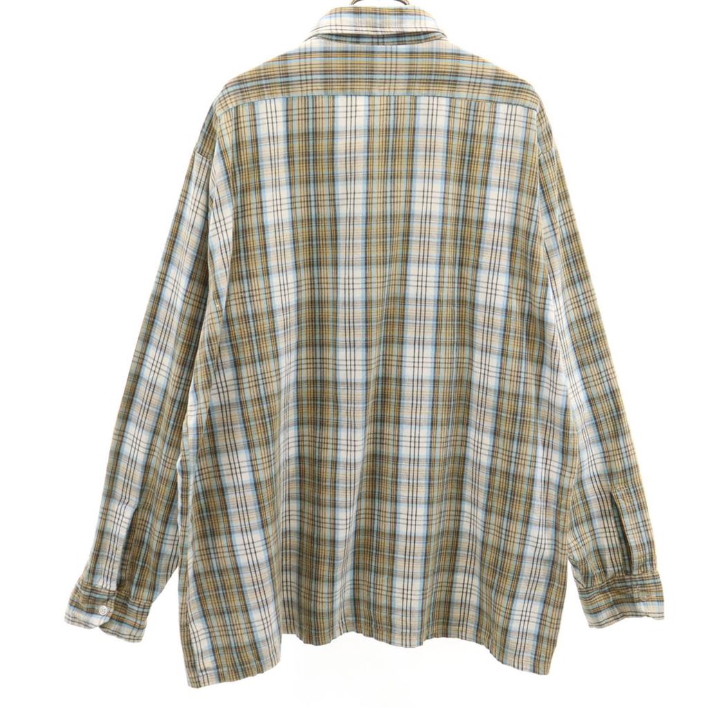 ARROW 80s vintage Check Pattern Long sleeve Cotton shirt XL white Men's Used