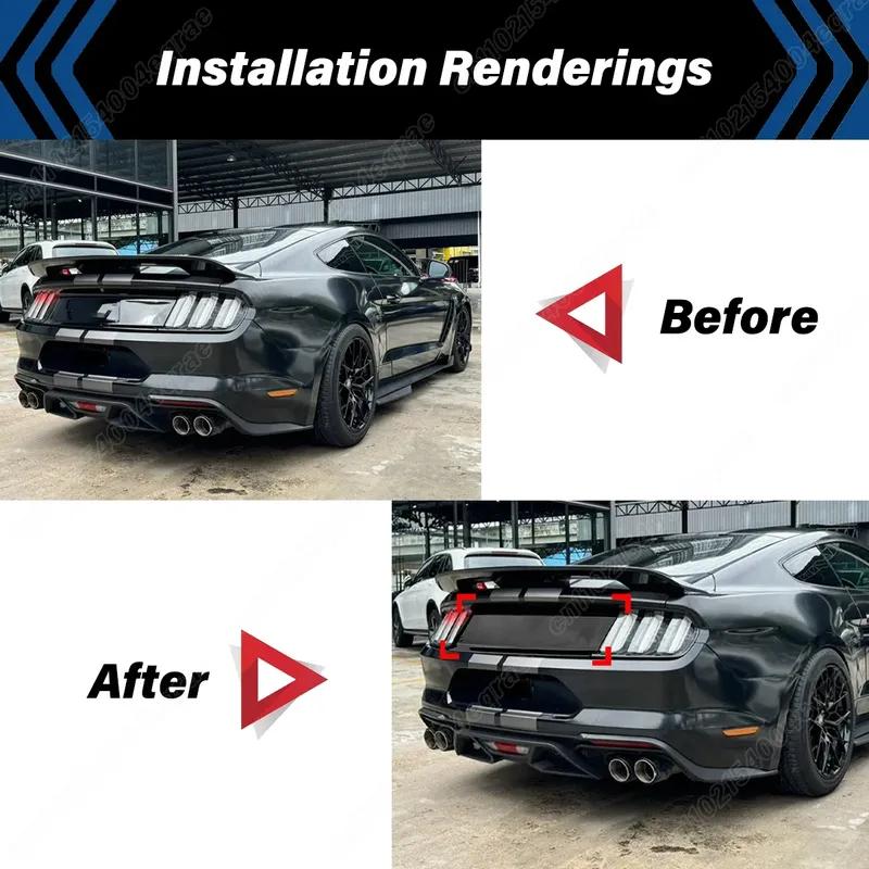 For Ford Mustang Gt 2015 2016 2017 2018 2019 2020 2021 2022 2023 Real Glossy Black Trunk Panel Decklid Trim Cover Body Kit