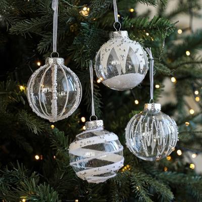 Nouvelles Boules de Noël Transparentes de 8 cm à Suspendre DIY Ornement d'Arbre de Noël en Plastique Ornement de Noël à Suspendre Fête de Mariage