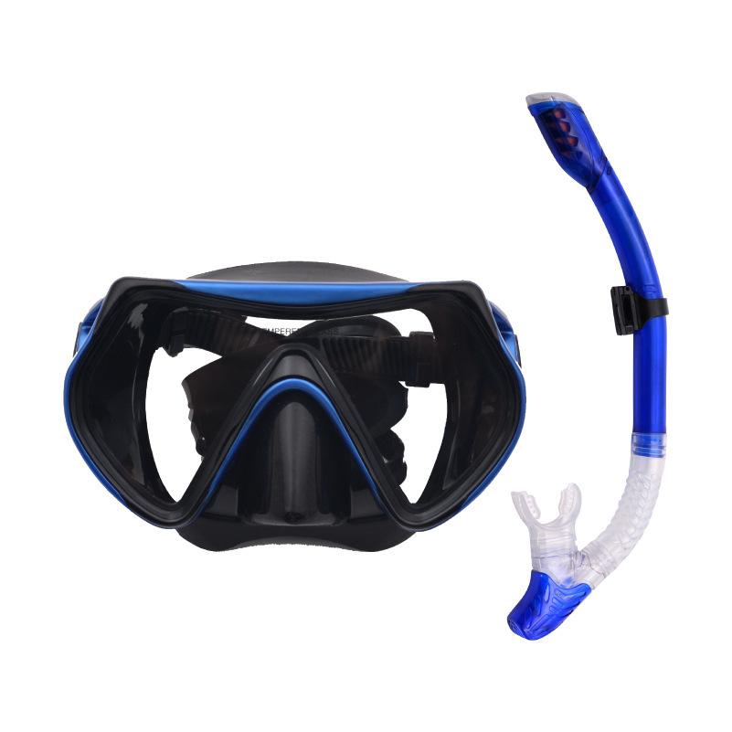 New large-frame silicone snorkeling mask, diving goggles, full dry snorkel, snorkeling set for men and women