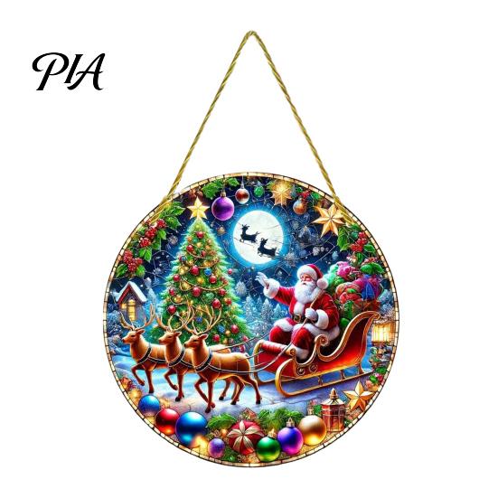 Xmas Tree Hanging Charms Christmas Ornaments, Acrylic Festive Pendants with Lanyard for Holiday Theme Party Favors Home Decoration, Indoor Scene