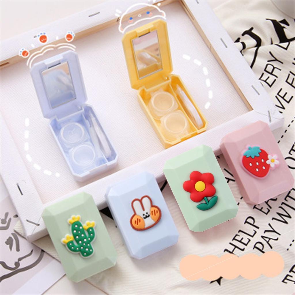 Travel Outdoor Cute Fruit Shape Storage C^ontact L^ens Holder Case Mirror Box Container