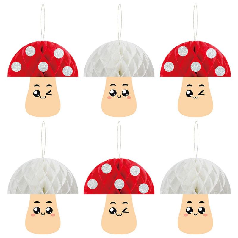 

30 шт. Грибной трехмерный сотовый подвес для украшения весенней вечеринки по случаю дня рождения, в горошек, красно-белый, подвес в виде грибной шляпки 30pcs